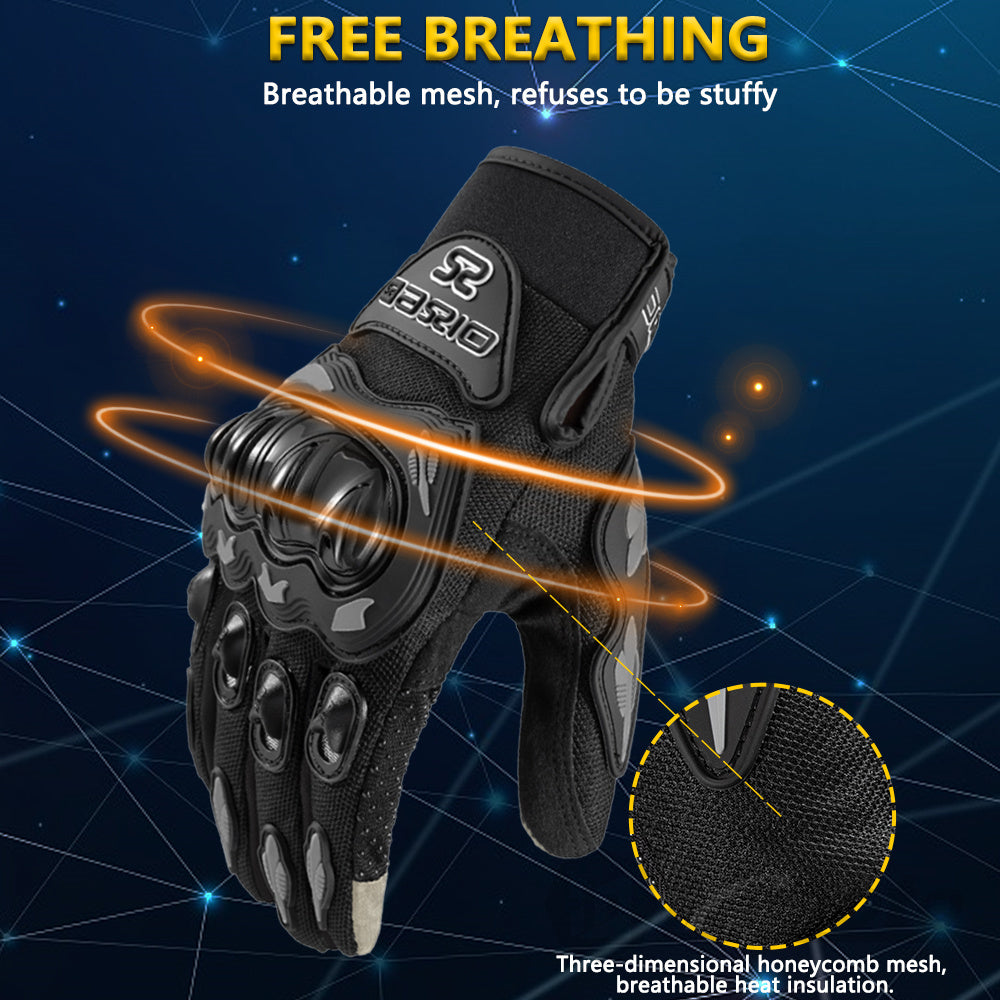 Summer Breathable Full Finger Motorcycle Gloves Non Slip Racing Gloves for Motocross & Touchscreen Bikers