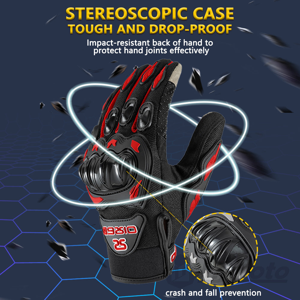 Summer Breathable Full Finger Motorcycle Gloves Non Slip Racing Gloves for Motocross & Touchscreen Bikers