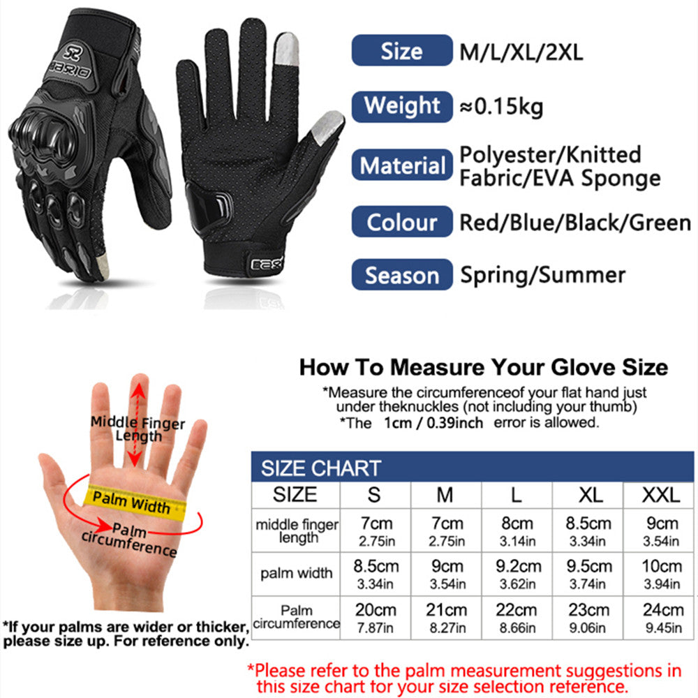 Summer Breathable Full Finger Motorcycle Gloves Non Slip Racing Gloves for Motocross & Touchscreen Bikers
