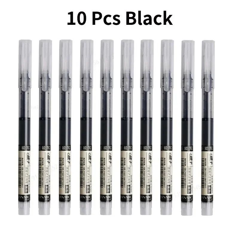 10Pcs High Quality Needle Type Gel Pens Smooth Writing Straight Liquid Ballpoint Pens Kawaii Statio 6