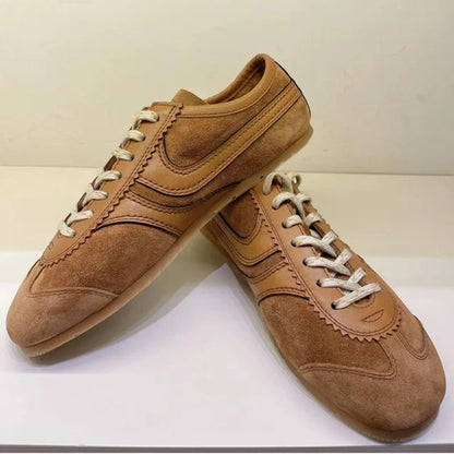 Femmes Cuir Allemand Trainers Comfortable Deerskin LaceUp Flat Sneakers For Women 4