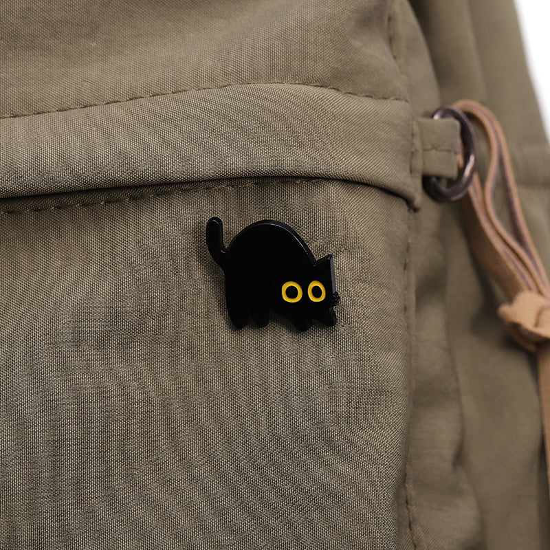 Black Cat Cinderella Brooch Cute Metal Badge With Big Eyes Geometric Baked Paint Accessories For Ba 3