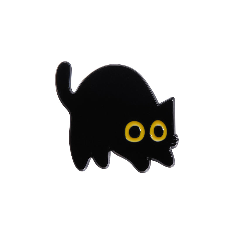 Black Cat Cinderella Brooch Cute Metal Badge With Big Eyes Geometric Baked Paint Accessories For Ba 6