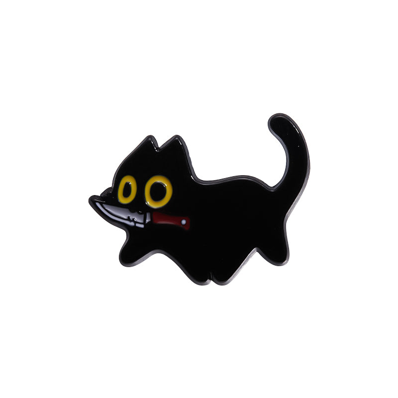 Black Cat Cinderella Brooch Cute Metal Badge With Big Eyes Geometric Baked Paint Accessories For Ba 7