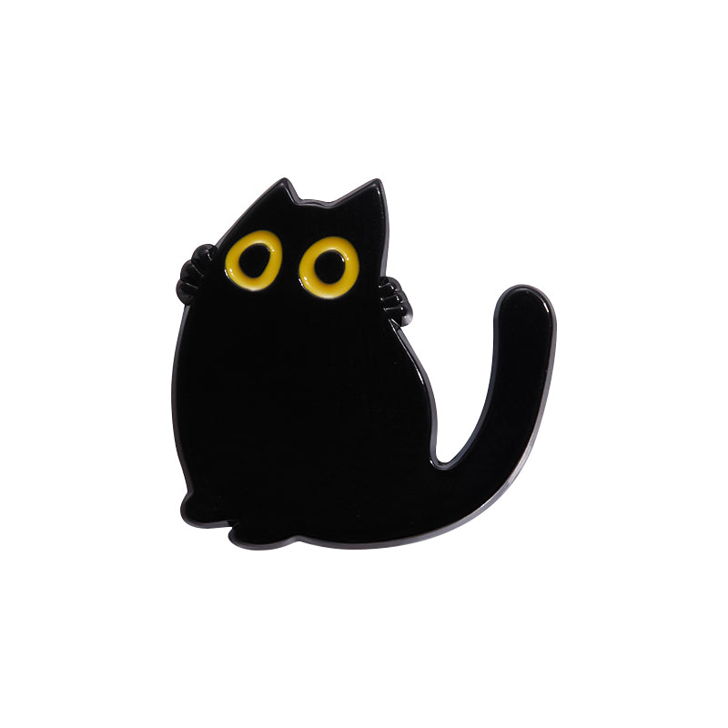 Black Cat Cinderella Brooch Cute Metal Badge With Big Eyes Geometric Baked Paint Accessories For Ba 9
