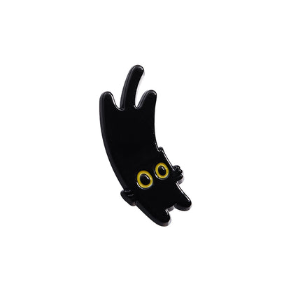 Black Cat Cinderella Brooch Cute Metal Badge With Big Eyes Geometric Baked Paint Accessories For Ba 10