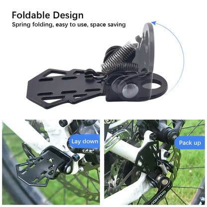 Bike Rear Foot Pedals Set HeavyDuty Cycling Footrests For Passenger Comfort Mounts On Rear Wheel Ax 3