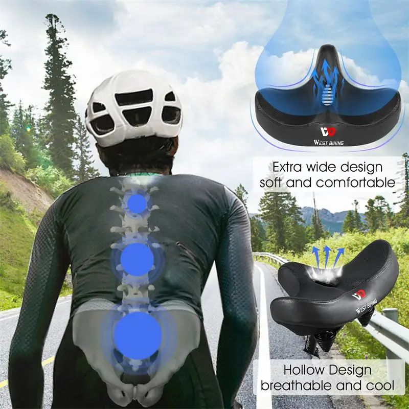BIKING Ergonomic Soft Bicycle Saddle  Wide Thick Cushion Pad For MTB  Road Bikes Comfortable Breath 3