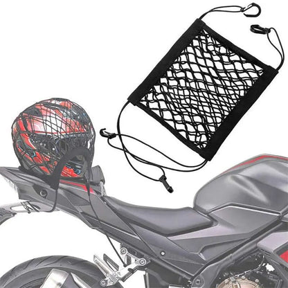 Motorcycle Cargo Net High Elastic Double Layer Bungee Net with Hooks for Helmet & Luggage Storage