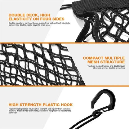 Motorcycle Cargo Net High Elastic Double Layer Bungee Net With Hooks For Helmet  Luggage Storage 4