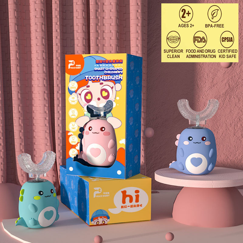 Kids U Shaped Electric Toothbrush 360 Smart Cartoon Silicone Toothbrush Rechargeable  Sonic For Chi 5
