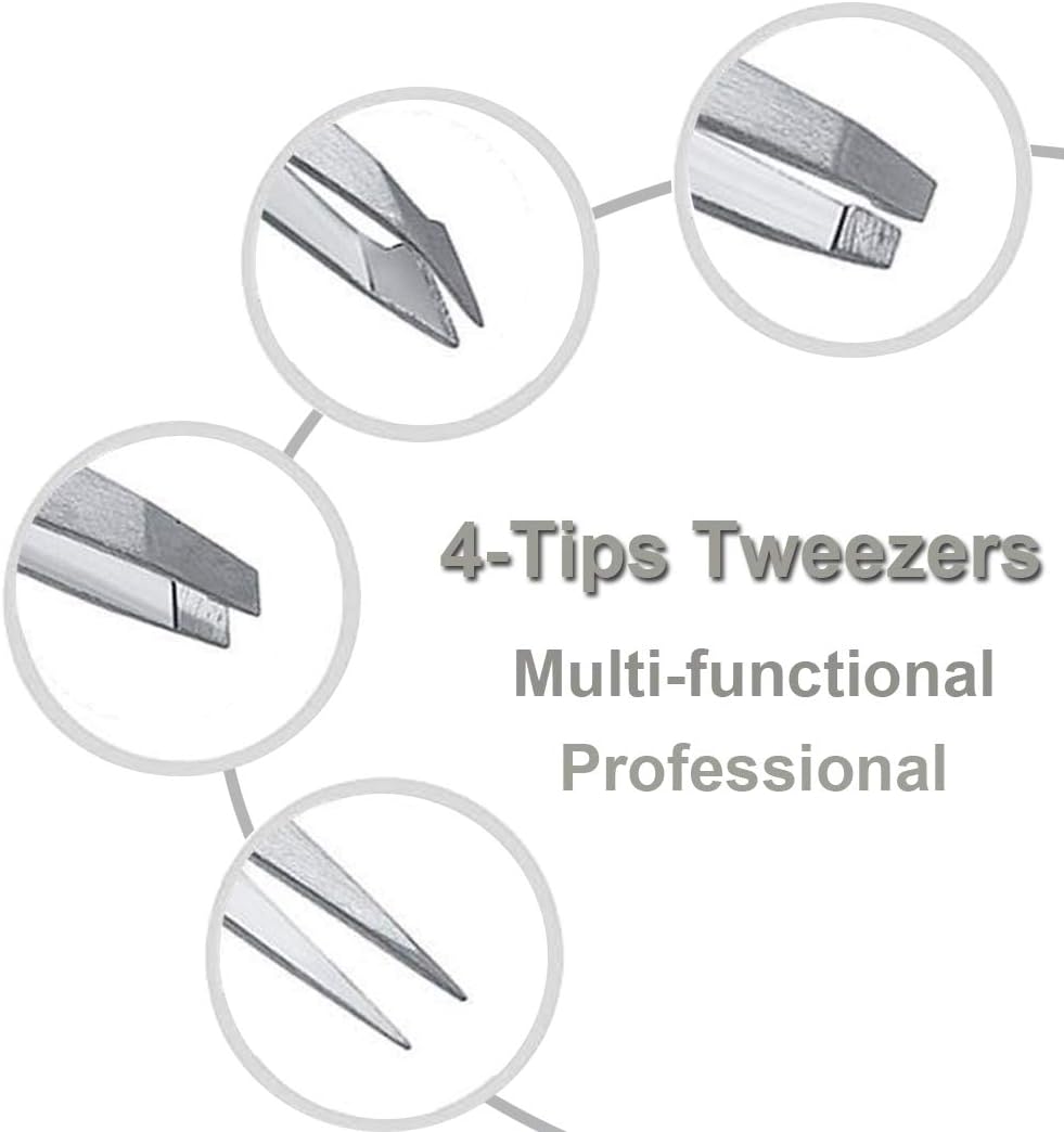 4Piece Precision Tweezers Set  Professional Stainless Steel Kit For Eyebrow Shaping  Splinter Remov 2