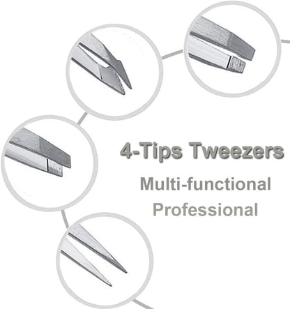 4Piece Precision Tweezers Set  Professional Stainless Steel Kit For Eyebrow Shaping  Splinter Remov 2