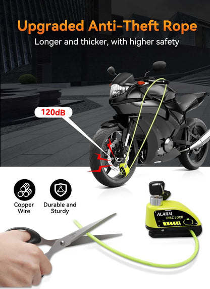 Motorcycle Alarm Disc Brake Lock Rechargeable AntiTheft Wheel Padlock For Bikes Scooters EBikes Wit 2
