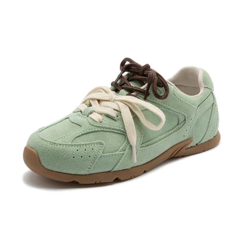 Retro German Training Shoes Women Genuine Leather Winter Sneakers With Velvet Fur Flat Heel Casual  2