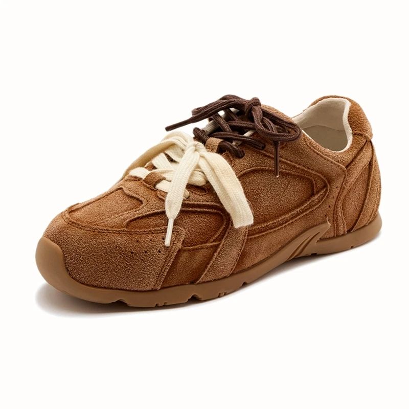 Retro German Training Shoes Women Genuine Leather Winter Sneakers With Velvet Fur Flat Heel Casual  4