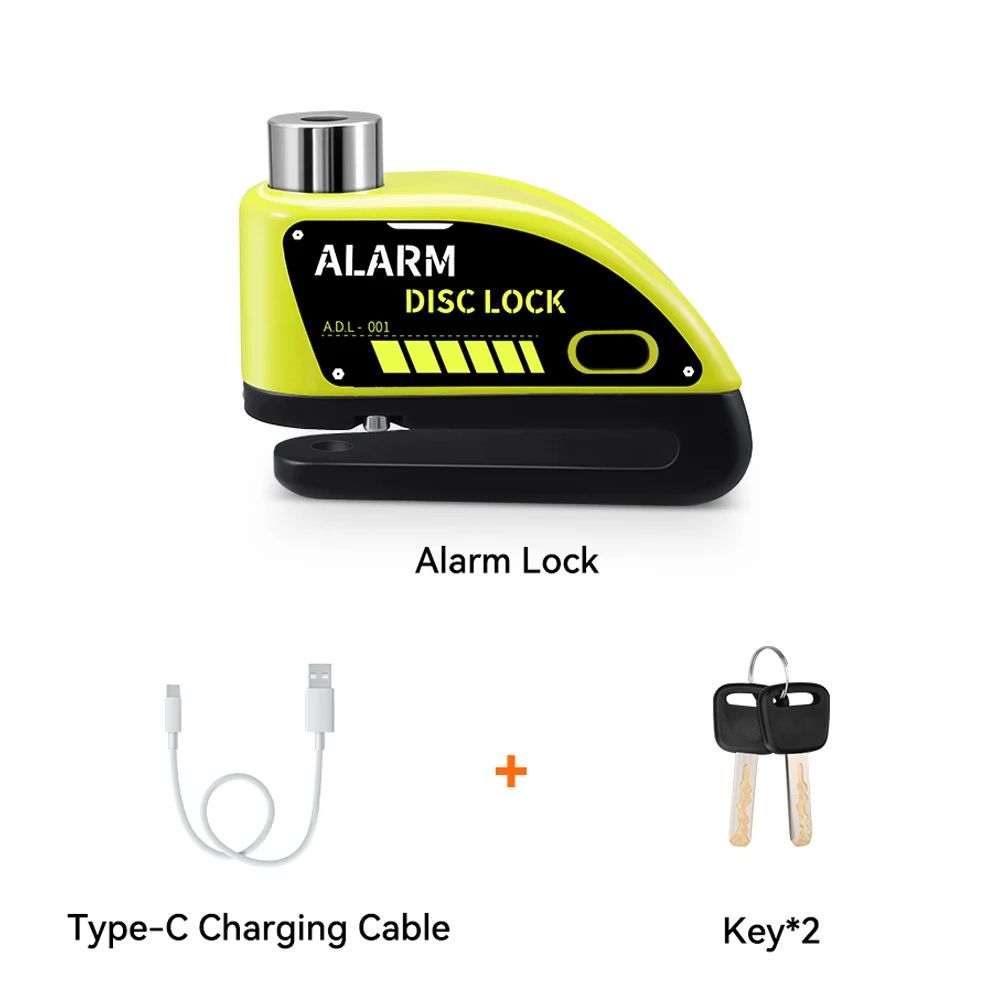 Motorcycle Alarm Disc Brake Lock Rechargeable AntiTheft Wheel Padlock For Bikes Scooters EBikes Wit 8