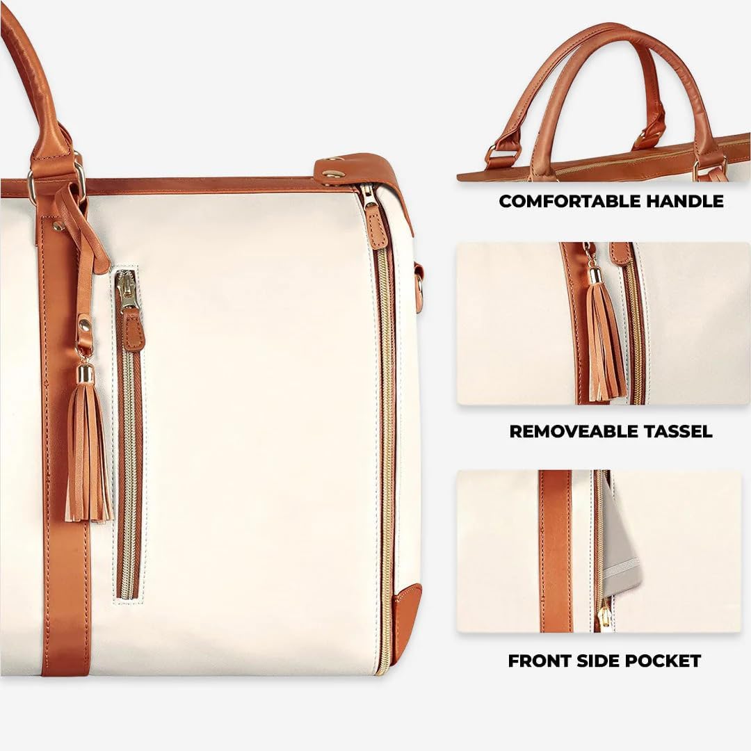 Foldable PU Leather Travel Duffel Large CarryOn Weekender Bag For Women Business  Leisure Trips 9