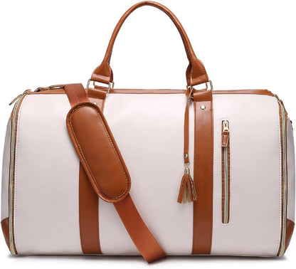 Foldable PU Leather Travel Duffel Large CarryOn Weekender Bag For Women Business  Leisure Trips 7