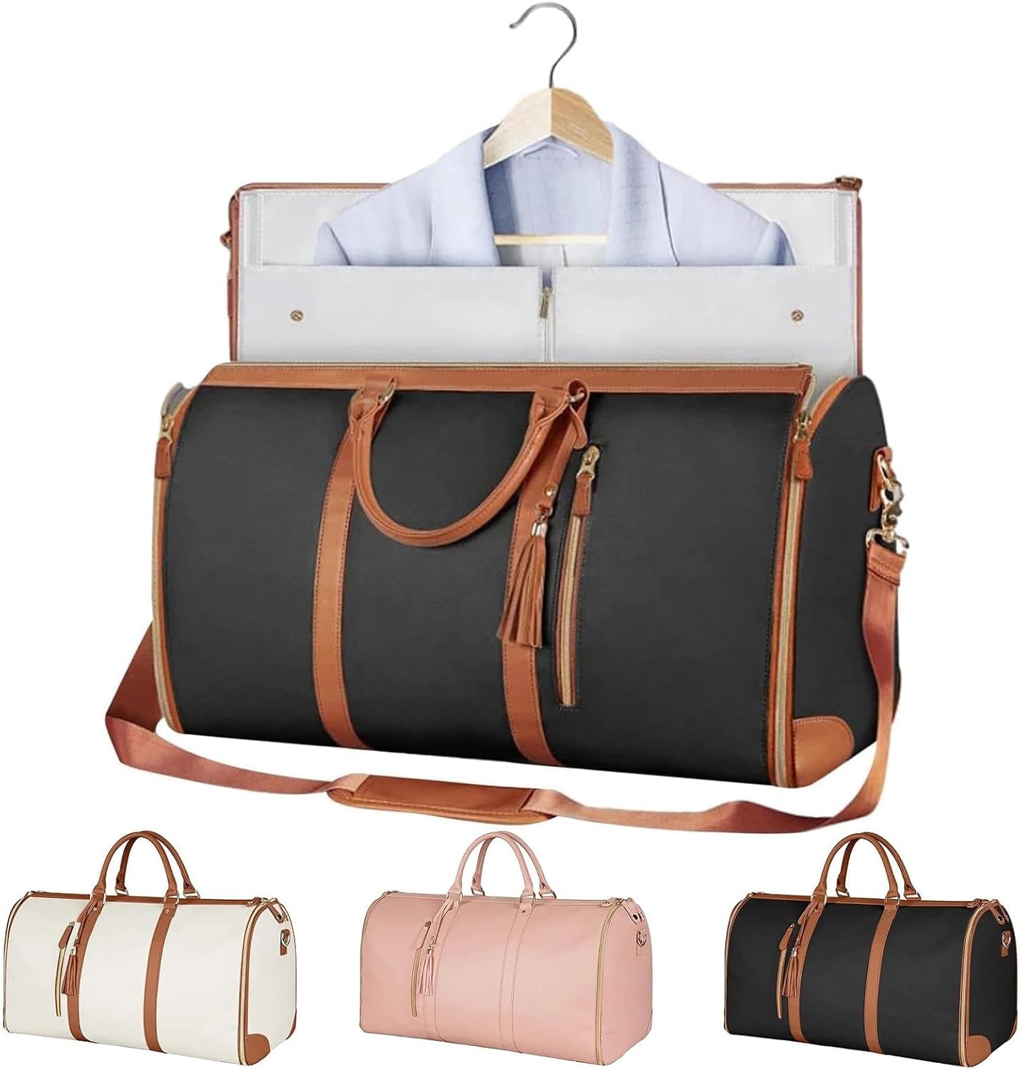 Foldable PU Leather Travel Duffel Large CarryOn Weekender Bag For Women Business  Leisure Trips 6