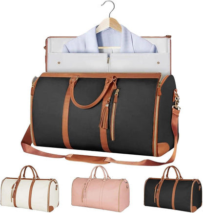 Foldable PU Leather Travel Duffel Large CarryOn Weekender Bag For Women Business  Leisure Trips 6