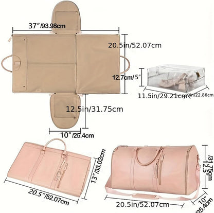 Foldable PU Leather Travel Duffel Large CarryOn Weekender Bag For Women Business  Leisure Trips 2