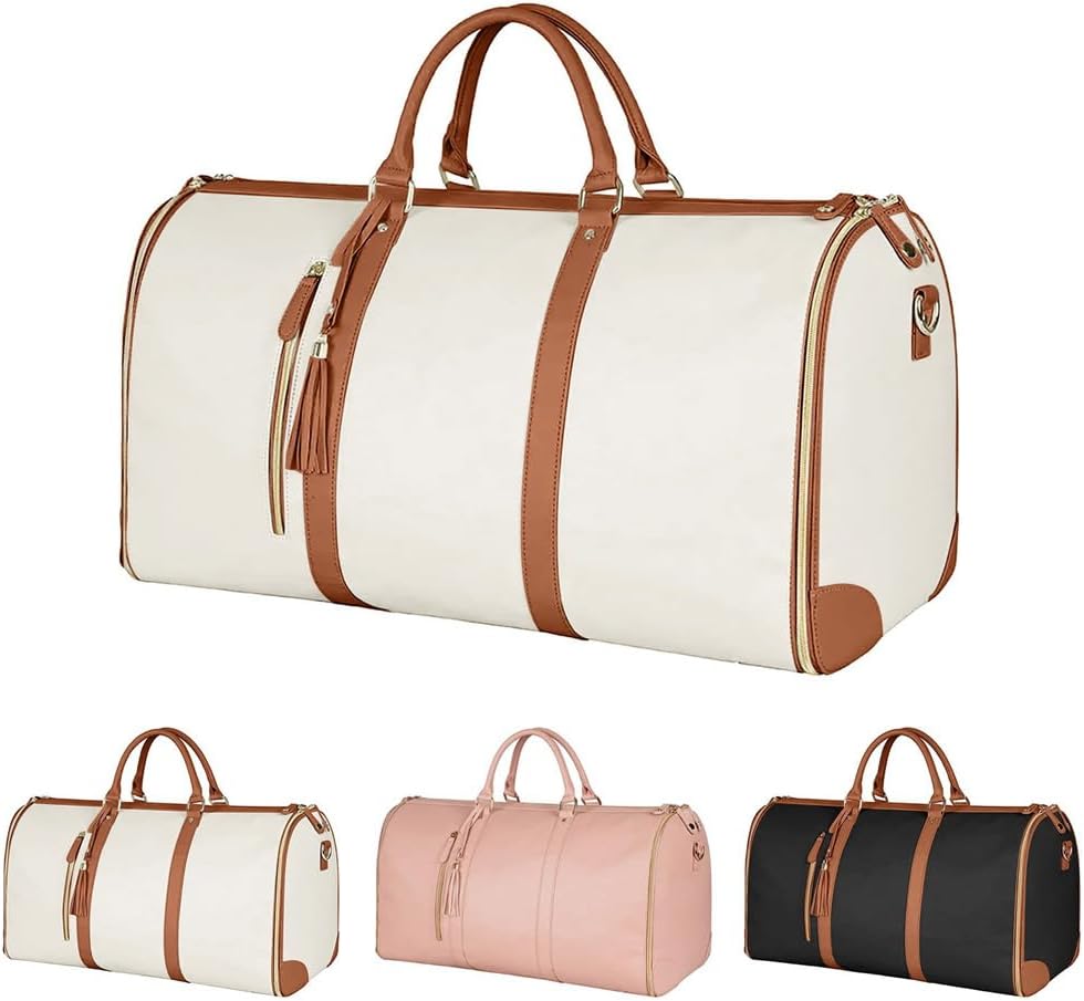 Foldable PU Leather Travel Duffel Large CarryOn Weekender Bag For Women Business  Leisure Trips 8