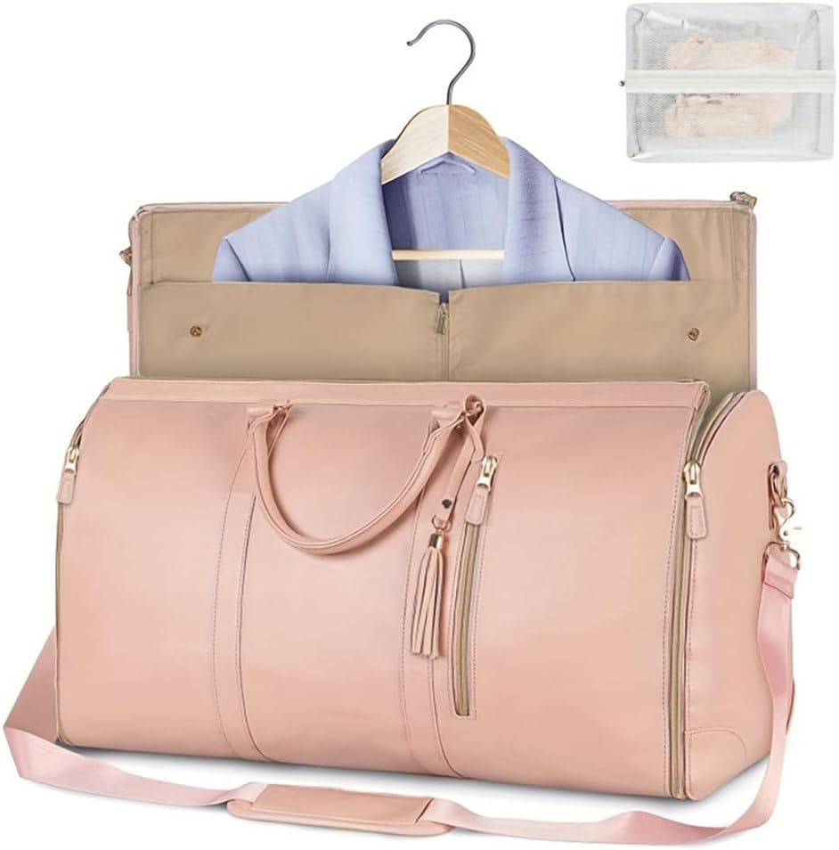 Foldable PU Leather Travel Duffel Large CarryOn Weekender Bag For Women Business  Leisure Trips 5