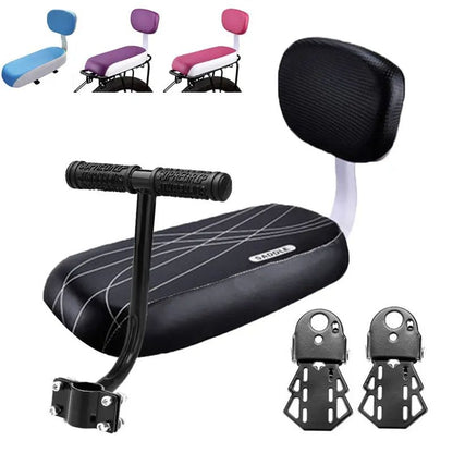 Bicycle Rear Seat Cushion – PU Leather, Water-Resistant, Soft Padding with Backrest for Children – Fits Most Rear Racks