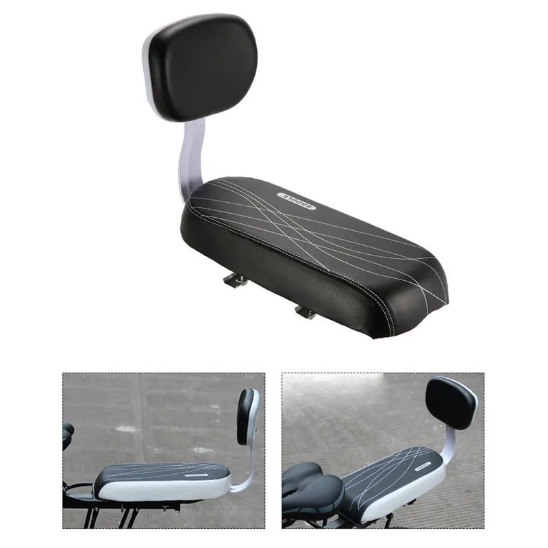Bicycle Rear Seat Cushion  PU Leather WaterResistant Soft Padding With Backrest For Children  Fits  1