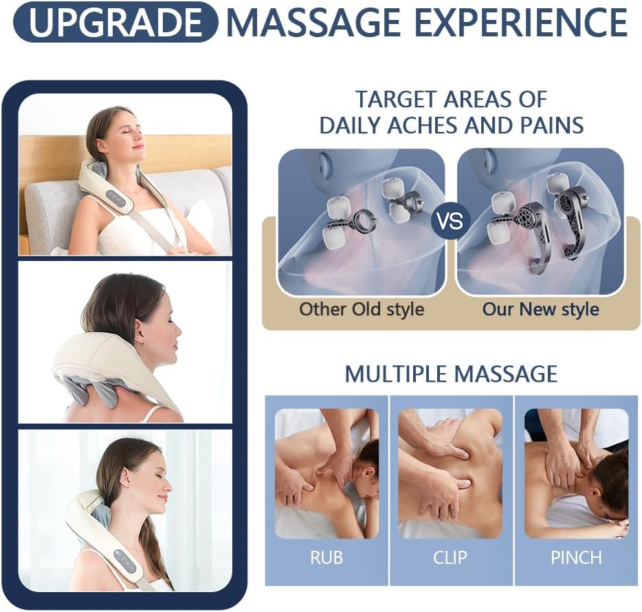 Viladepot 6D Kneading Massage Pillow  Heated Neck  Shoulder Massager With Adjustable Straps For Fat 8