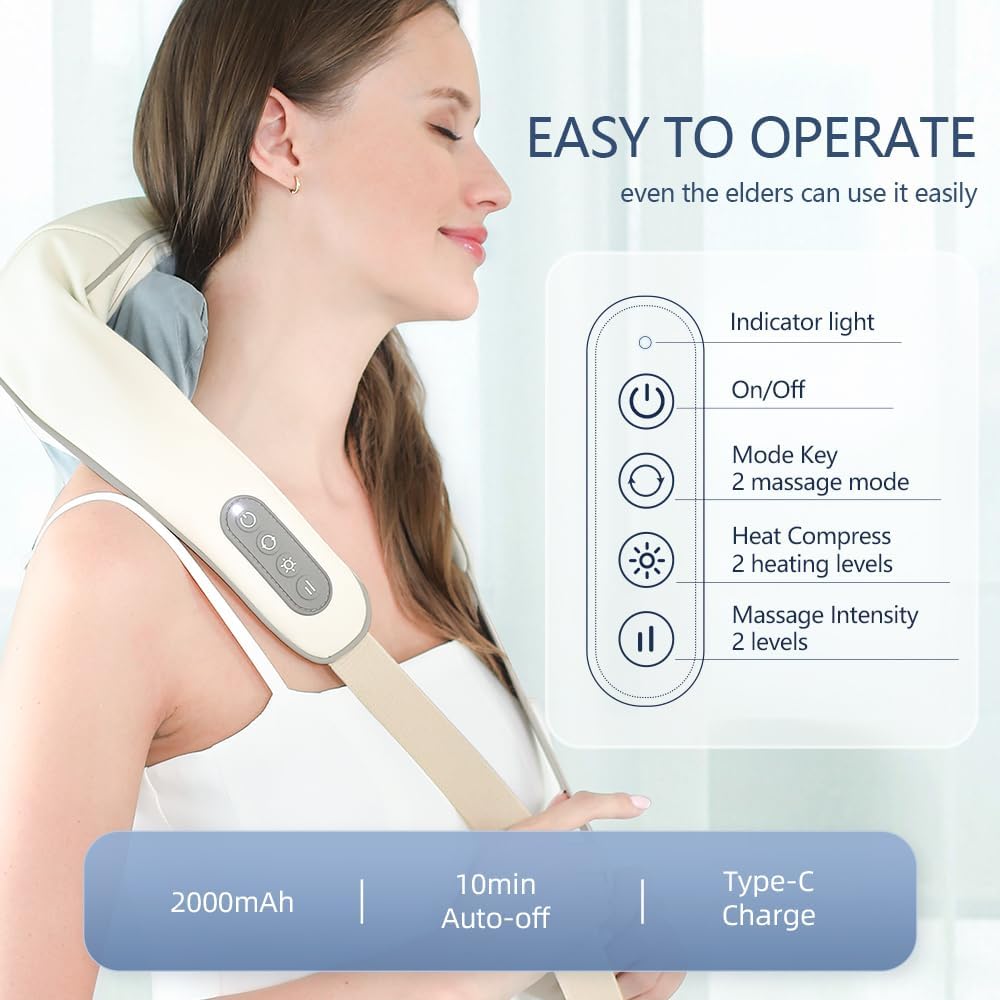 Viladepot 6D Kneading Massage Pillow  Heated Neck  Shoulder Massager With Adjustable Straps For Fat 4