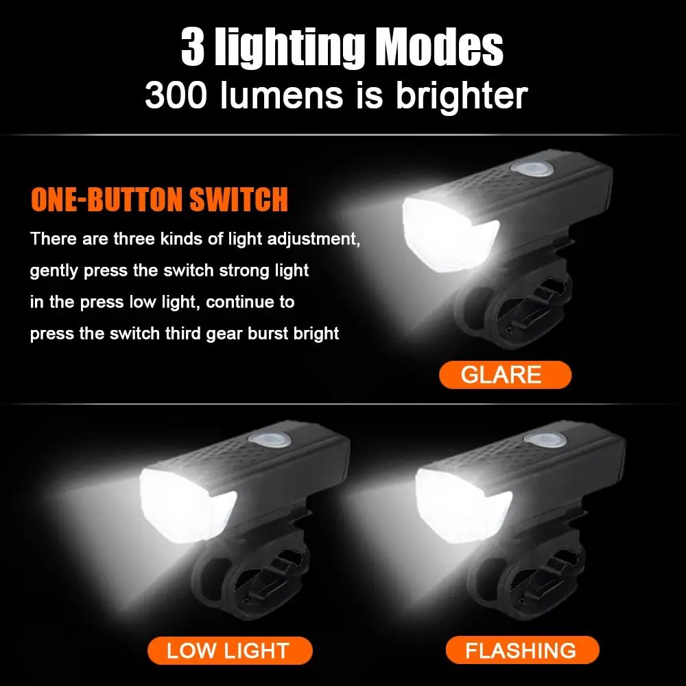 MTB Bike Front Lights USB LED Rechargeable Waterproof Mountain Bike Headlight  Bright Bicycle Light 2