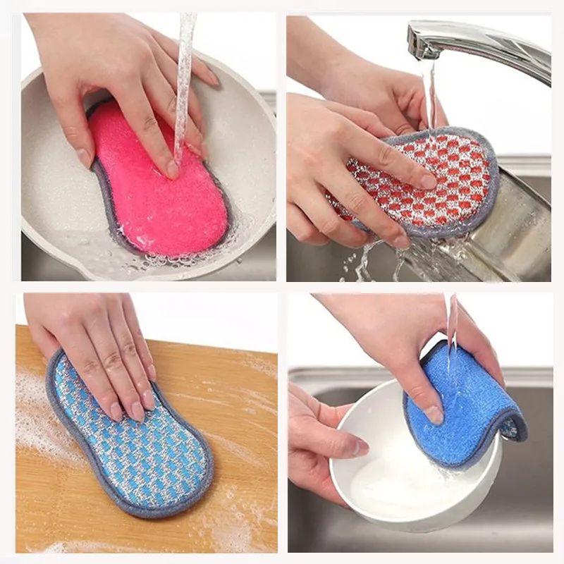 Premium Kitchen Cleaning Sponge Double Sided Sponge Scrubber For Dishwashing Scouring Pad Dish Clot 4
