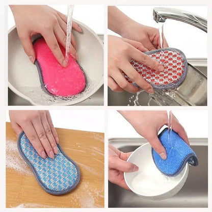 Premium Kitchen Cleaning Sponge Double Sided Sponge Scrubber For Dishwashing Scouring Pad Dish Clot 4