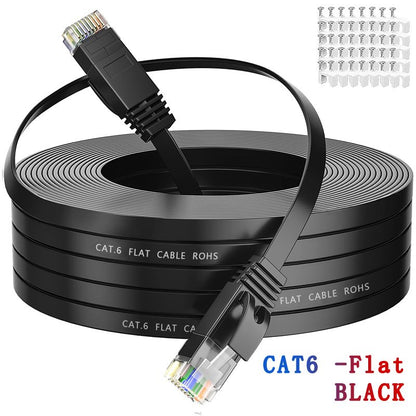 HENGSUR High-Speed Flat Cat6 Ethernet Cable – 5M to 30M RJ45 LAN Patch Cord for Router, Modem, and Gaming
