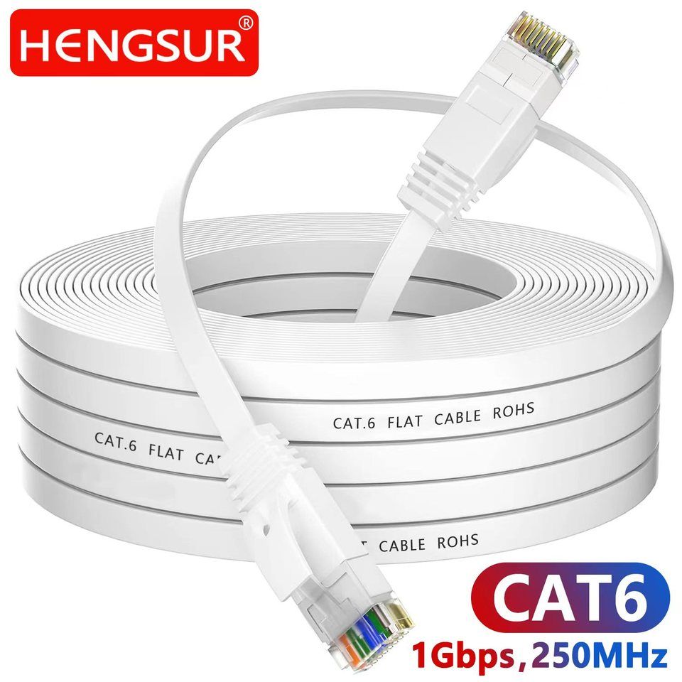 HENGSUR HighSpeed Flat Cat6 Ethernet Cable  5M To 30M RJ45 LAN Patch Cord For Router Modem And Gami 1
