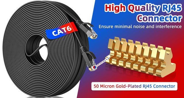 HENGSUR HighSpeed Flat Cat6 Ethernet Cable  5M To 30M RJ45 LAN Patch Cord For Router Modem And Gami 5