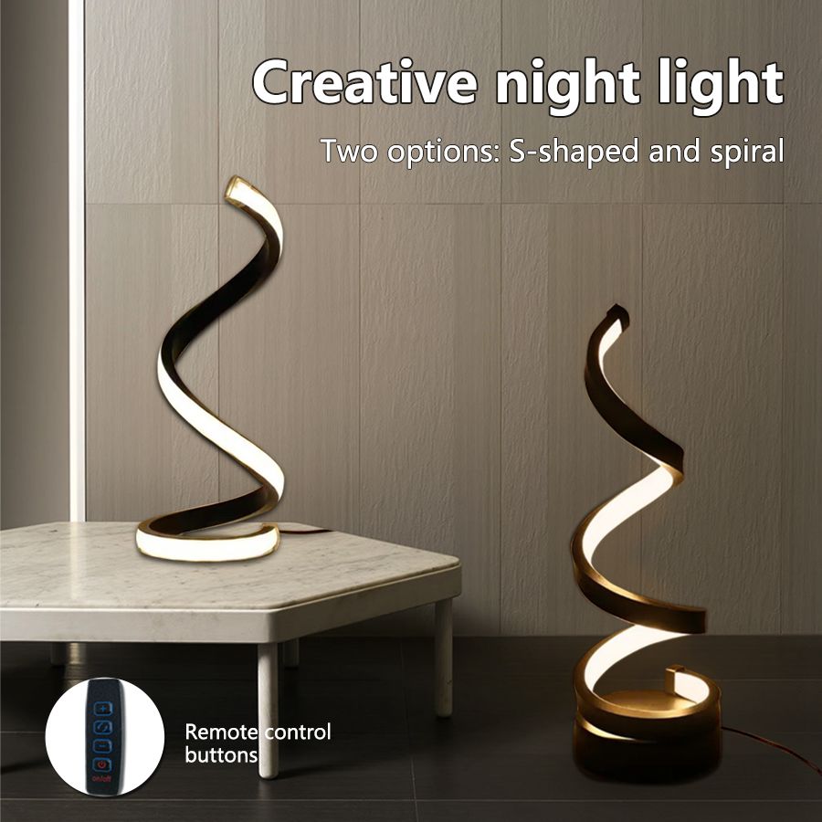 LunaGlow Spiral LED Table Lamp  Modern Dimmable Night Light For Bedroom  Living Room 3