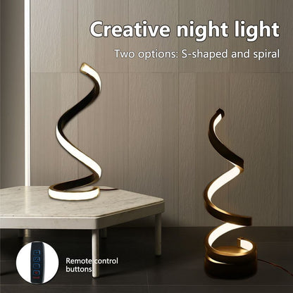 LunaGlow Spiral LED Table Lamp  Modern Dimmable Night Light For Bedroom  Living Room 3