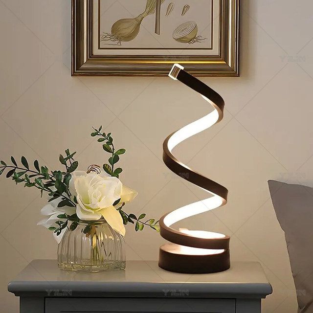 LunaGlow Spiral LED Table Lamp – Modern Dimmable Night Light for Bedroom & Living Room
