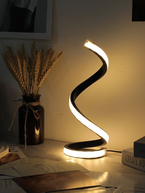 LunaGlow Spiral LED Table Lamp  Modern Dimmable Night Light For Bedroom  Living Room 1