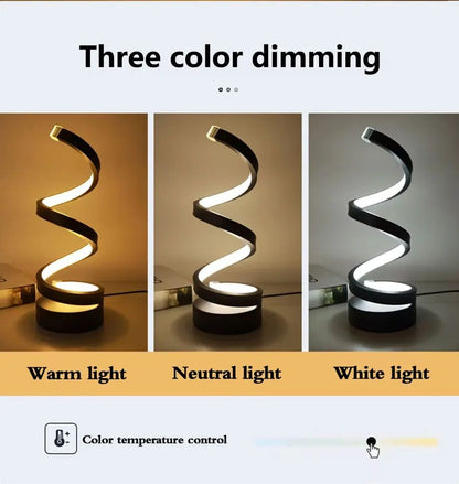LunaGlow Spiral LED Table Lamp  Modern Dimmable Night Light For Bedroom  Living Room 6