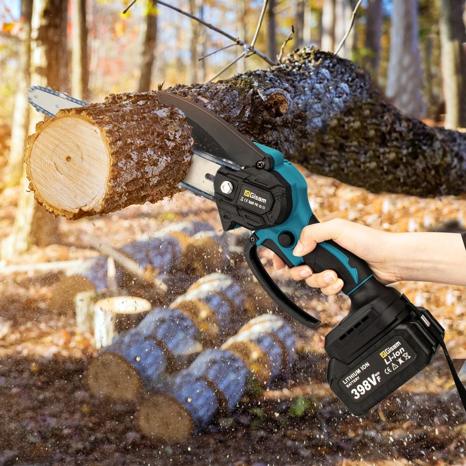 Gisam 8Inch Brushless Cordless Chainsaw  Lightweight Handheld Electric Saw Compatible With Makita 3