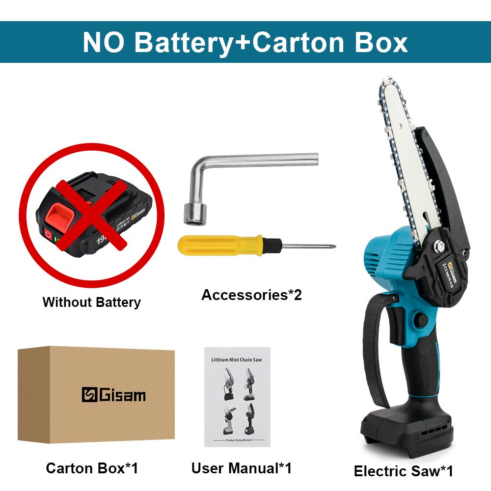 Gisam 8Inch Brushless Cordless Chainsaw  Lightweight Handheld Electric Saw Compatible With Makita 4