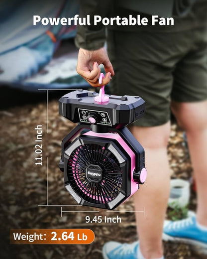 ColdSky 20000mAh Portable Camping Fan With LED Lantern  8Speed Rechargeable Fan For Tent Outdoor  E 6