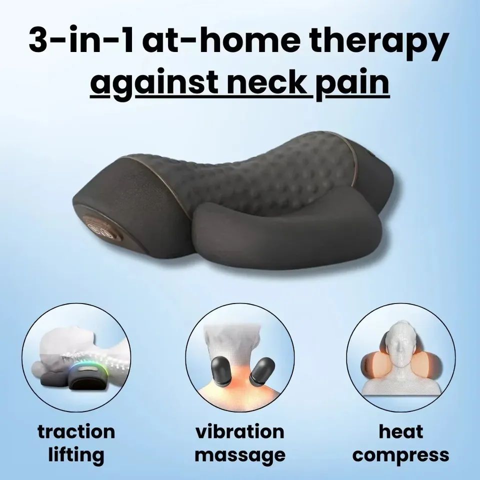 Okayso Heated Neck Massager Pillow – Cervical Traction & Vibration Therapy for Neck and Shoulder