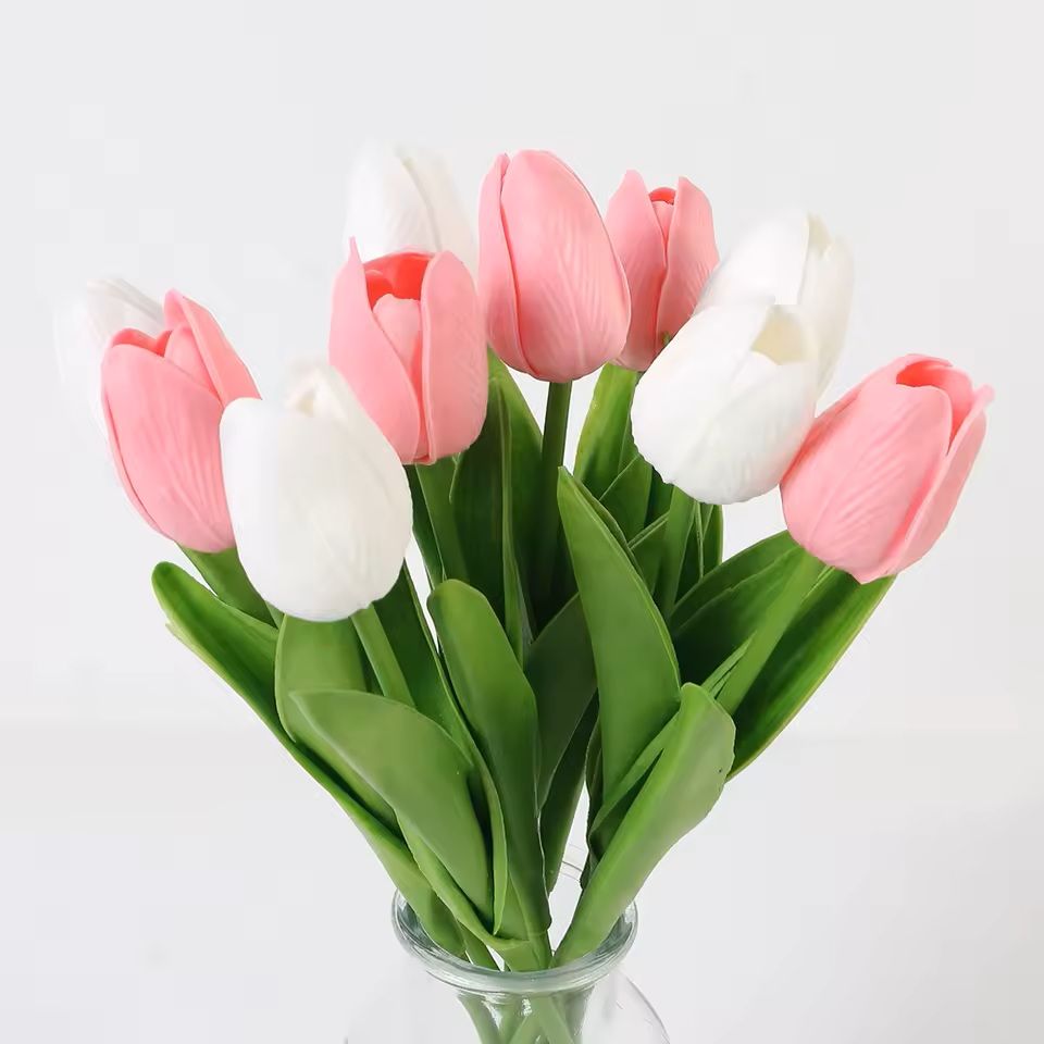 Real Touch Artificial Tulip Bouquet For Home And Wedding Decor  10 Stems 16