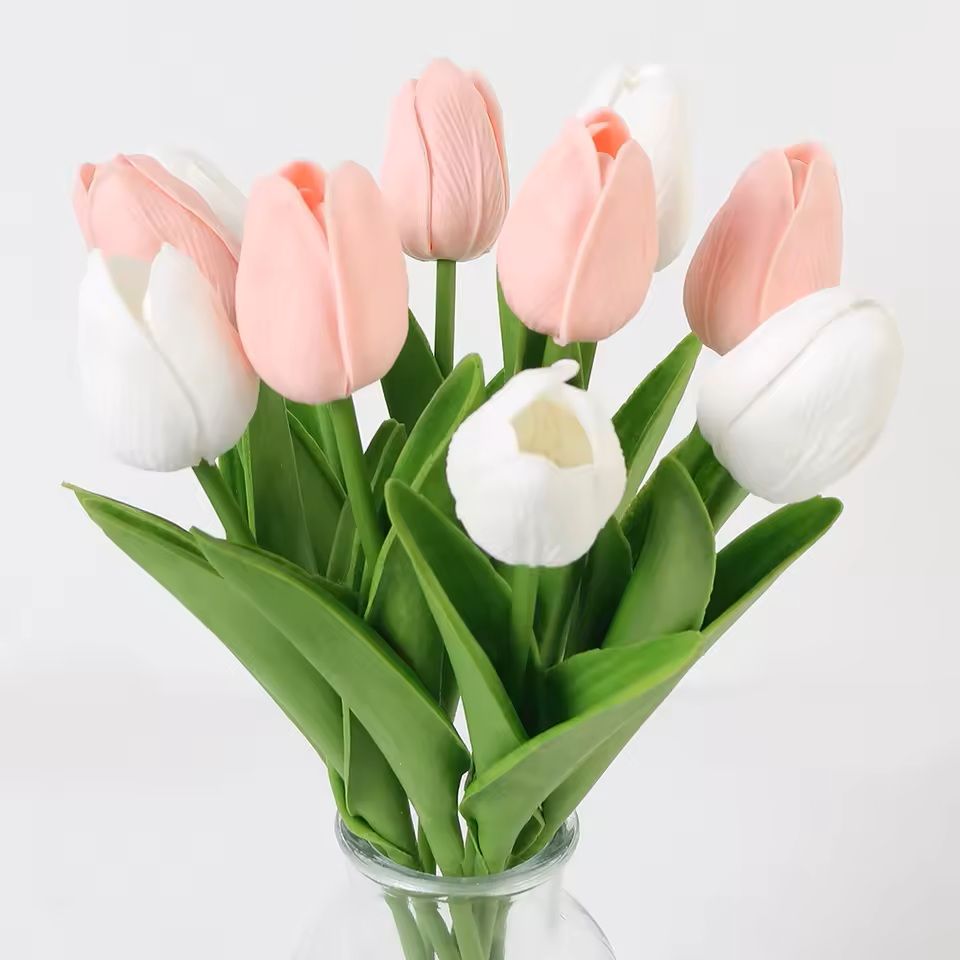 Real Touch Artificial Tulip Bouquet For Home And Wedding Decor  10 Stems 18