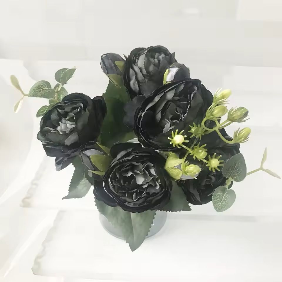 Rose Pink Silk Peony Bouquet With Buds For Home And Wedding Decor 1